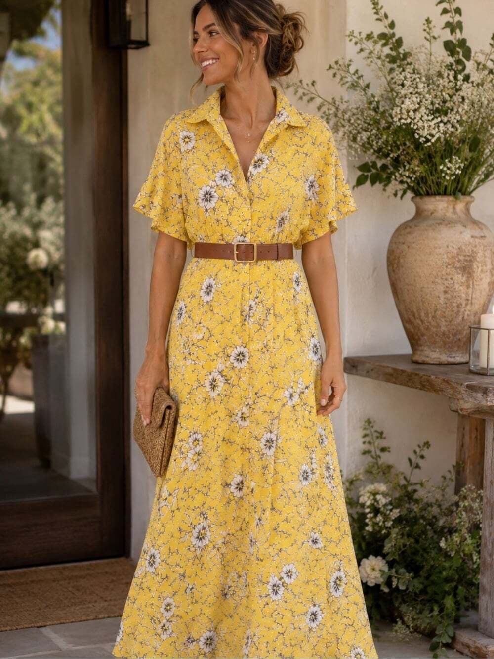 Torrid Yellow Floral Pullover Midi Dress/cottagecore/wedding/summer/vacation M/L